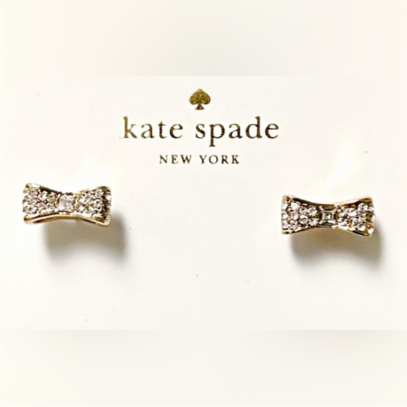 *NEW* Kate Spade Sparkling Gold Bow Earrings - Picture 3 of 4